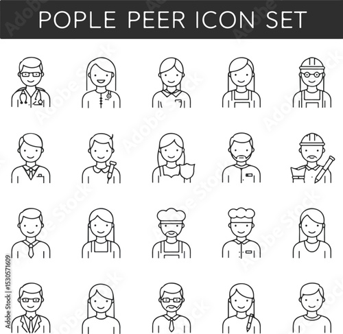 The image shows a set of icons representing different professions and people..eps