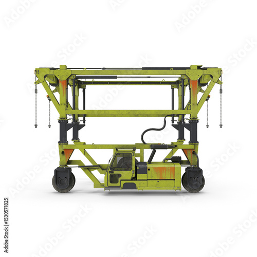 Billede på lærred Generic straddle carrier for container transport isolated on transparent backgro