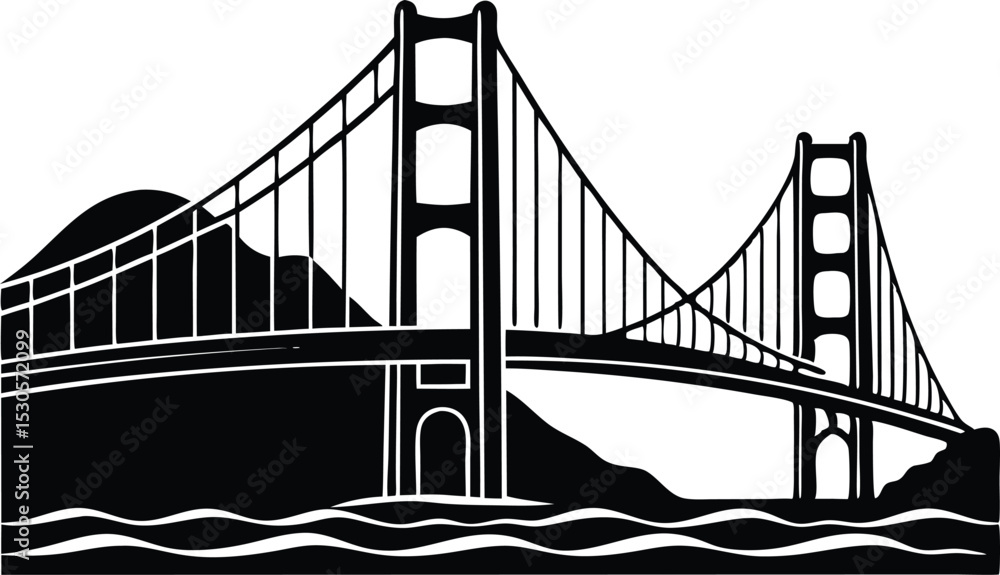 Obraz premium golden gate bridge silhouette vector