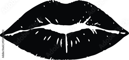 girls lipstick kiss mark print silhouette vector