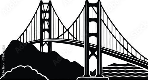 golden gate bridge silhouette vector