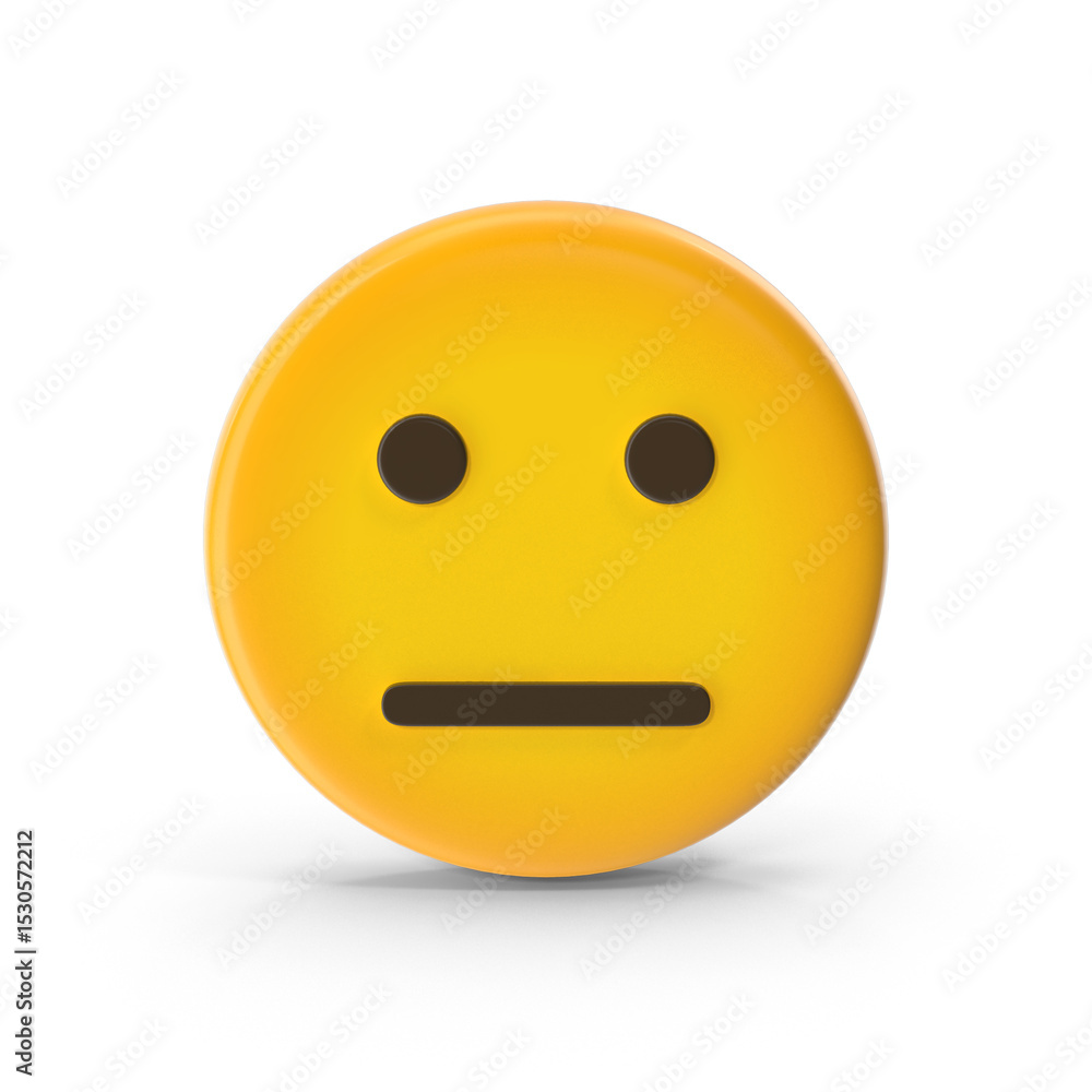 Fototapeta premium Straight face emoji icon isolated on transparent background