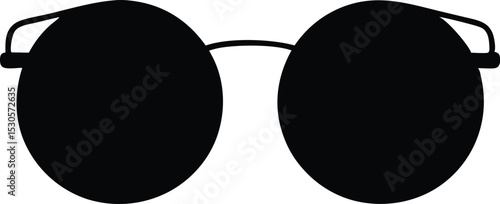  minimalist round flat black sunglass icon