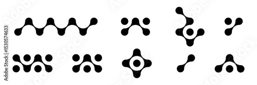 Set of black metabolic figures on white background. Metabol. Geometric elements for creating labels, prints, logos, posters, banners, presentations. Isolated vector illustration.