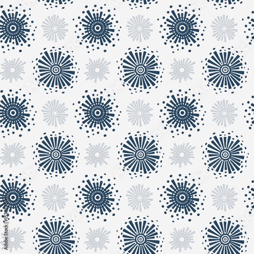 Seamless pattern with decorative circles on a light background. Different diameters