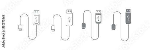 usb cable silhouette icon vector illustration