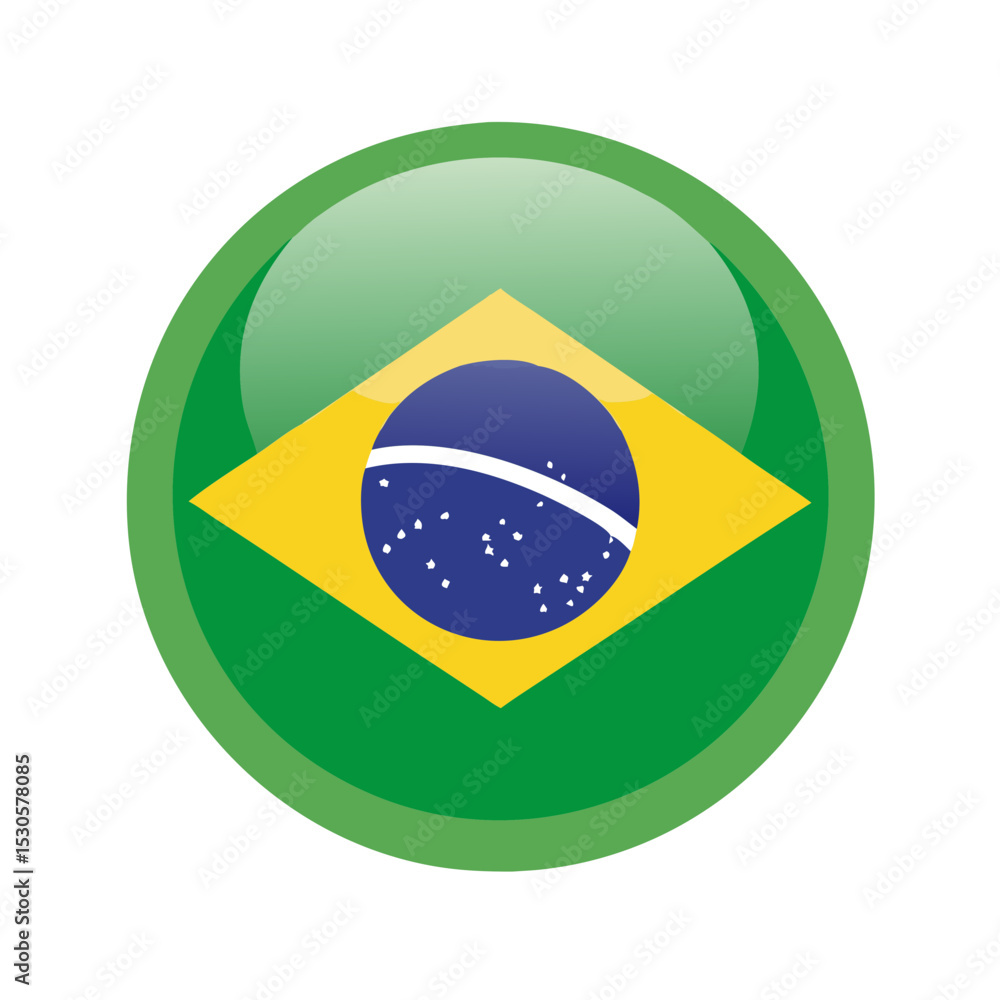 Fototapeta premium Round brazil flag icon 
