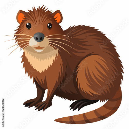 Obraz na plátně Isolated muskrat illustration on a clean white background created in vector form