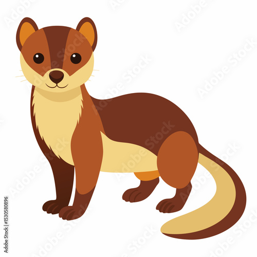Cartoon Weasel Illustration on White A Simple Vector Graphic of a Weasel Character Isolated on a Clean White Background for