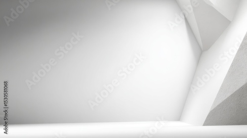 Wallpaper Mural Minimalist geometric-inspired interior space with dominant shades of white and light gray, creating a clean and serene atmosphere. Angular walls and textured surfaces intersect in the bottom-right cor Torontodigital.ca