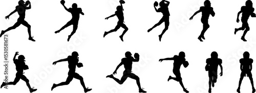 Football Player Silhouette Vector Set – Running Back, Pass, Kick Icons