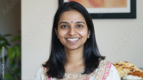 Smiling Woman in Traditional Indian Attire