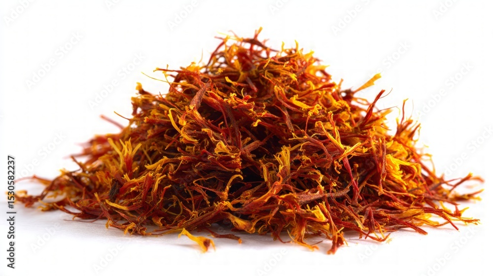Fototapeta premium Pile Of Saffron Threads On White Background