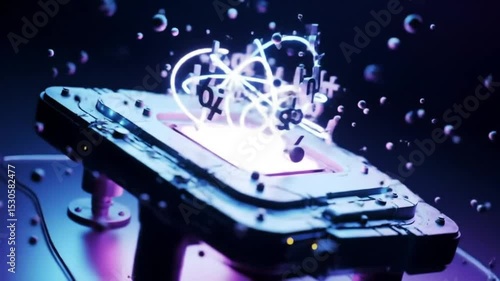 A dynamic DJ at a party, spinning records on a turntable with vibrant blue laser light, creating an unforgettable sound and dance experience