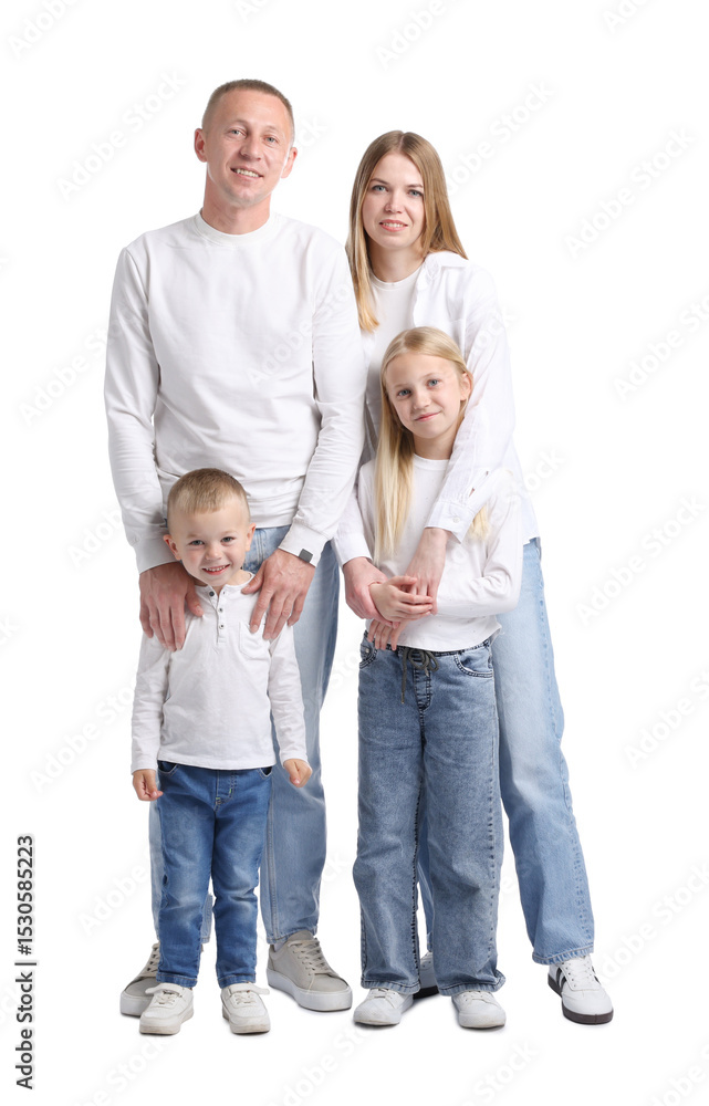 Full length portrait of happy family on white background Full length portrait of happy family on white background