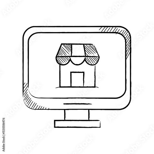 Hand Drawn Line UMKM Small Business Micro Illustration