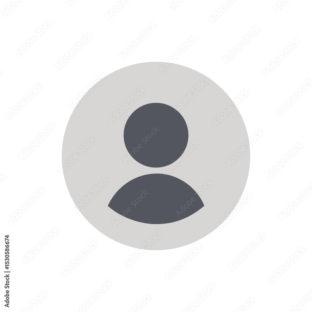 Simple user profile icon with a silhouette in a gray circle Simple user profile icon with a silhouette in a gray circle