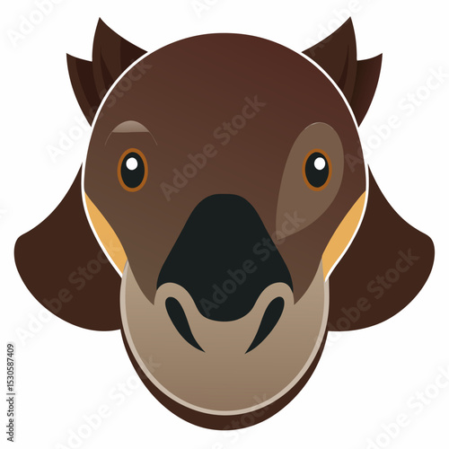 Platypus Head Silhouette on White Background for Banner or Advertisement Design with Simple Black and White Illustration