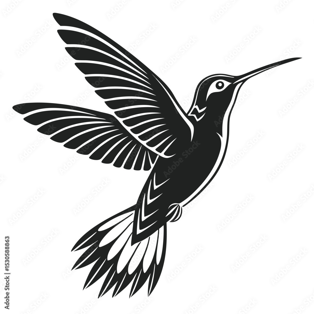 Obraz premium hummingbird soars with wings spread, creating a striking and elegant silhouette