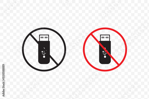No USB flash drive sign vector vector set for UI designs