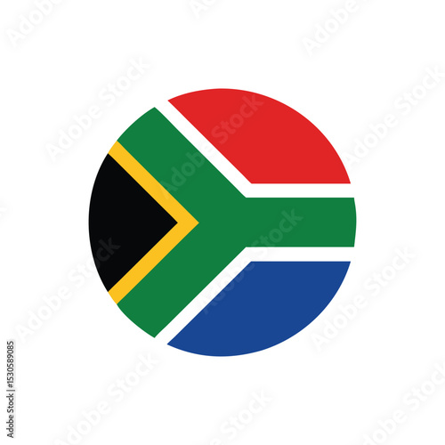South Africa national flag inside a circular shape with colorful design