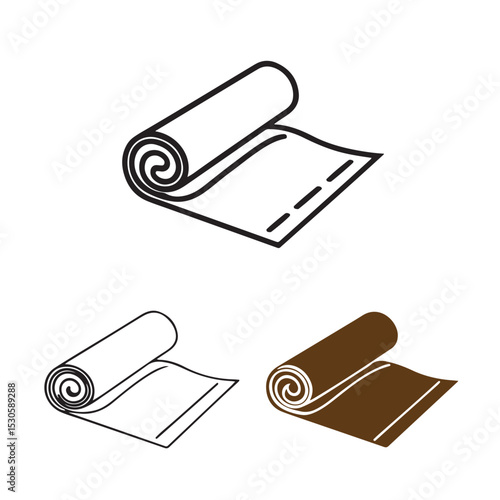 Yoga mat icon. Fitness mat vector illustration. Yoga mat symbol. Sport rug sign. Exercise carpet pictogram.