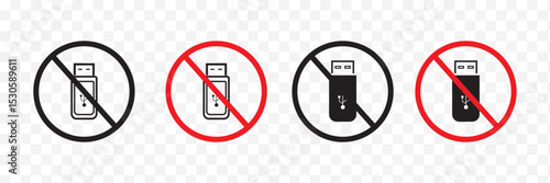No USB flash drive sign vector vector set for UI designs