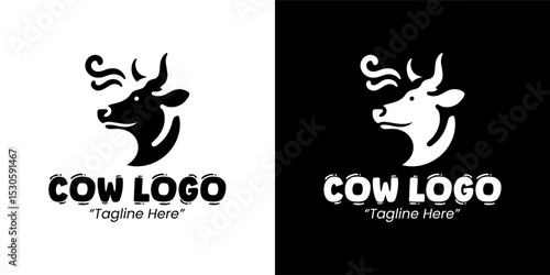 Professional Black and White Cow Logo Design for Branding in Dairy and Farming Industry