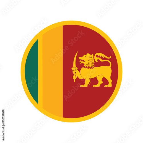 Sri Lanka country flag icon with yellow border