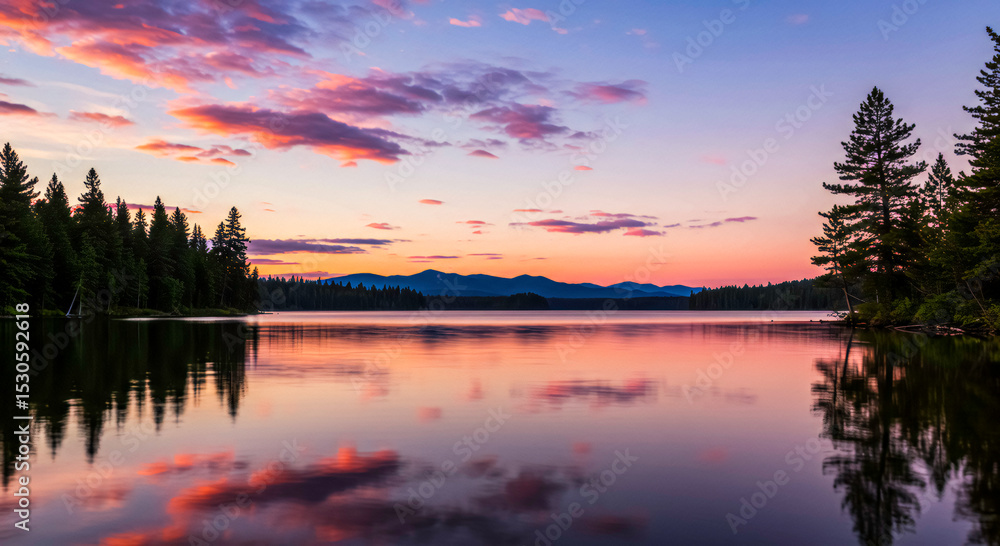 Fototapeta premium sunset over lake