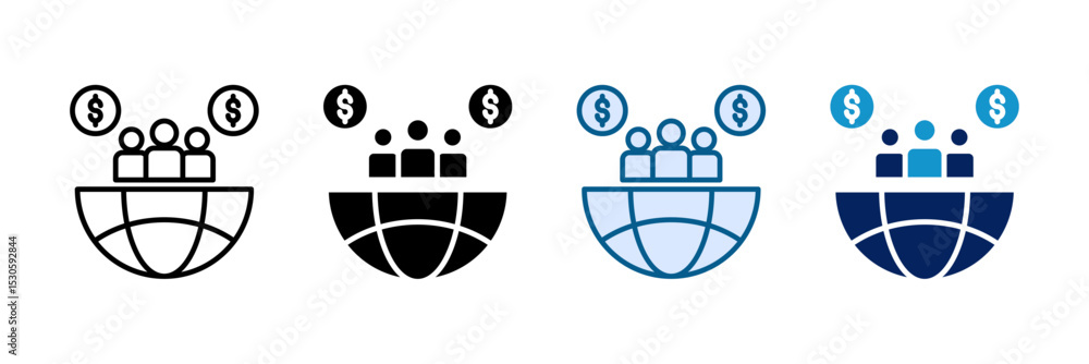 Fototapeta premium Social Capital Icon Set Multiple Style Collection