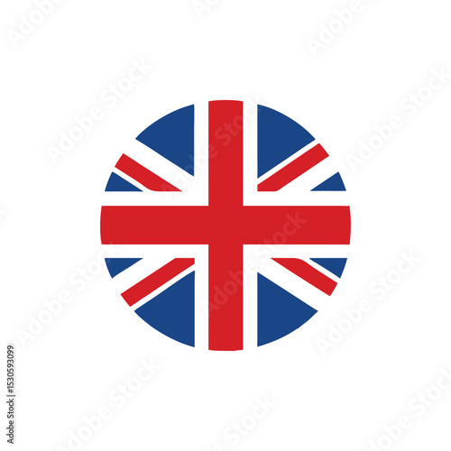 United Kingdom national flag in a circular shape with the Union Jack