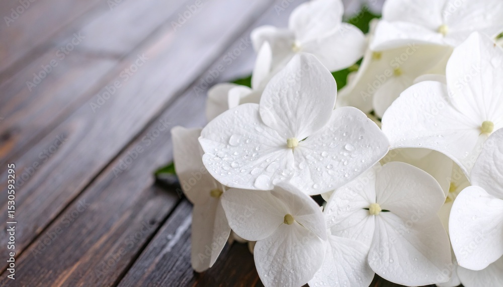 Fototapeta premium 雨上がりの紫陽花 / しずく輝く花びら / 梅雨の彩りと癒し