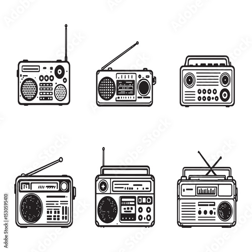 Minimalist fm radio illustration clean line art style