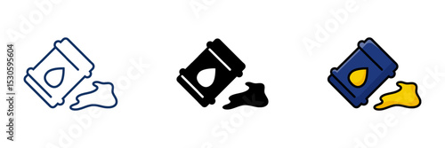 Set of Oil Spill Icon. Editable Stroke Oil Spill Symbol