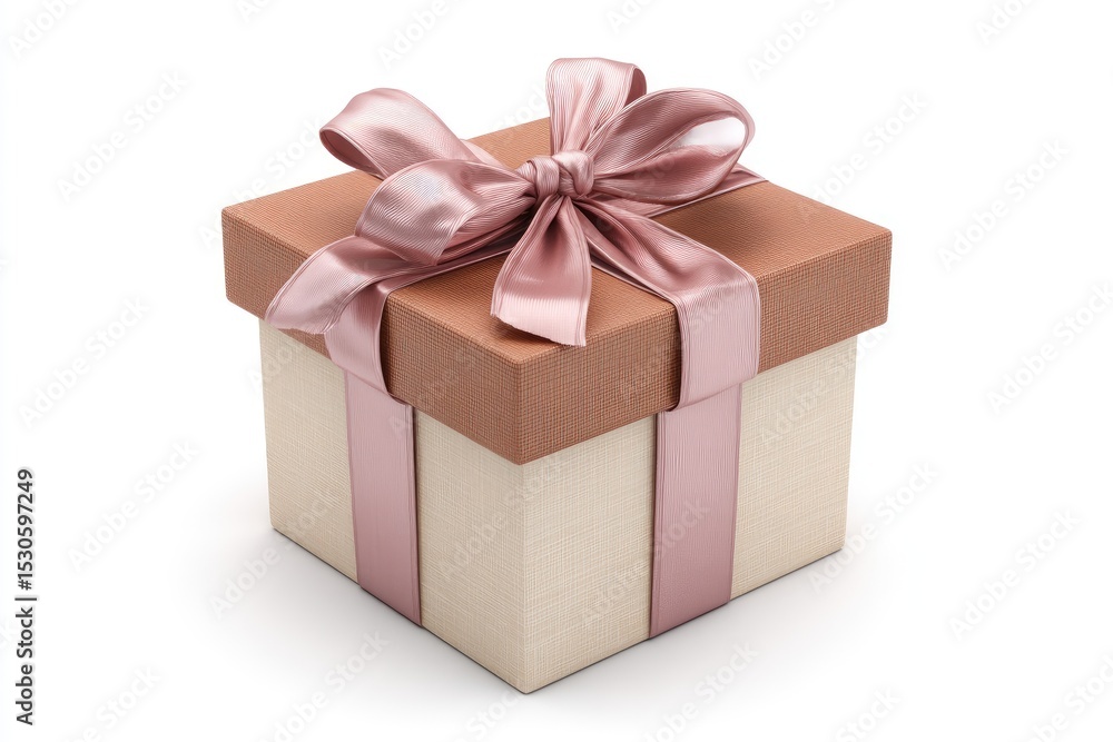 Square gift box with rose-gold ribbon Square gift box with rose-gold ribbon