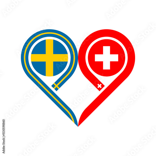 Free Download friendship concept. heart symbol icon of sweden and switzerland flags. vector illustration isolated on white background - GFXLoad
