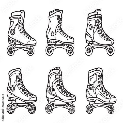 minimalist inline skates outline drawing clean style