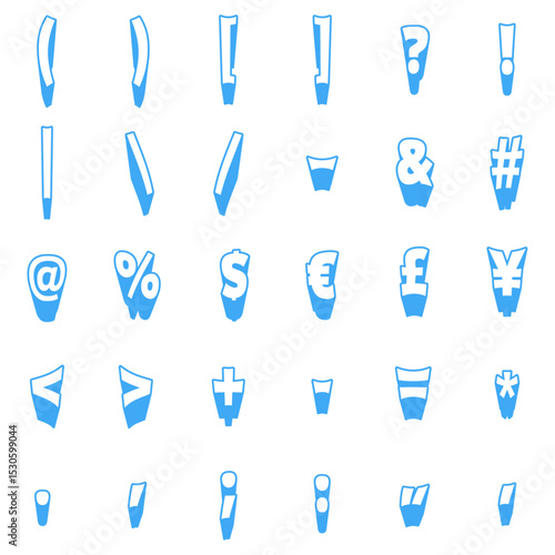 水色立体フォントセット（記号）
