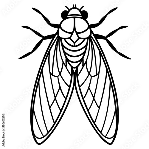 Detailed illustration of a cicada insect isolated on a clean white background suitable for banners advertisements and educational materials about
