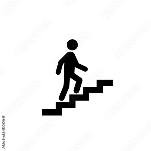 Icon of a person walking up stairs representing pedestrian navigation  