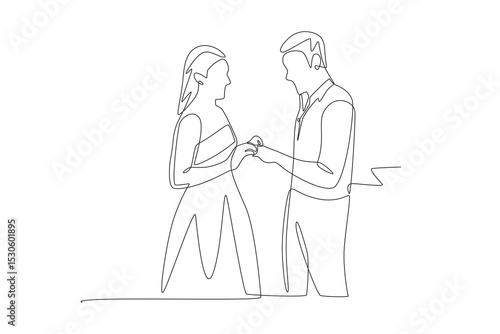 Wedding concept one-line drawing