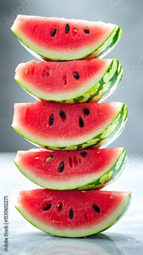 Stacked watermelon slices, studio shot, summer, food, background blur, recipe