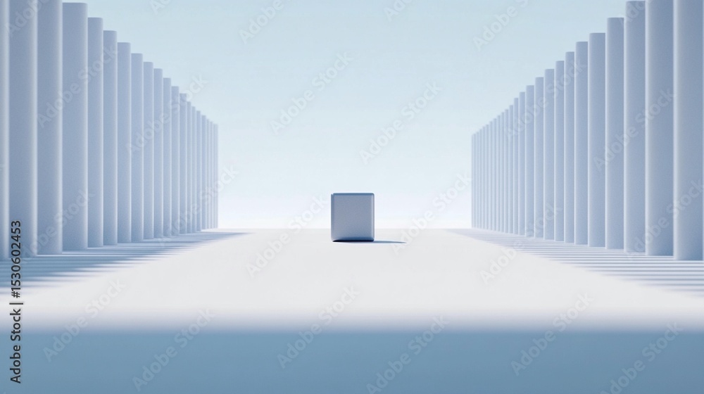 Obraz premium Cube in Columned Hallway