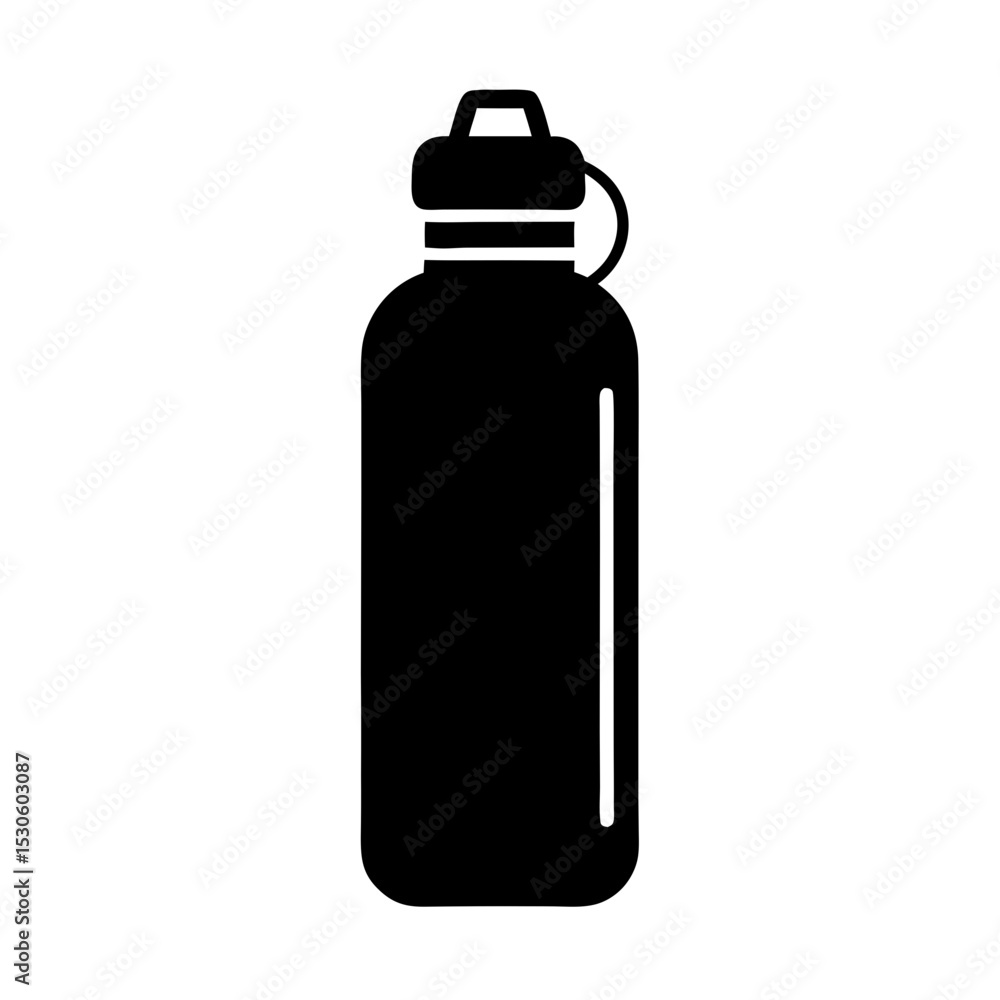 Minimalist Reusable Water Bottle Icon – Black Silhouette Vector for Eco-Friendly Design Minimalist Reusable Water Bottle Icon – Black Silhouette Vector for Eco-Friendly Design