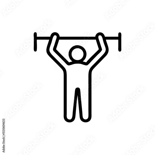 Simple line illustration of a person lifting a barbell in gym  