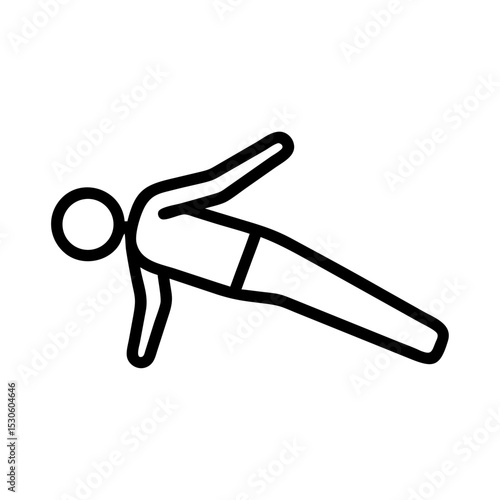 Simple outline of a person in side plank exercise position  