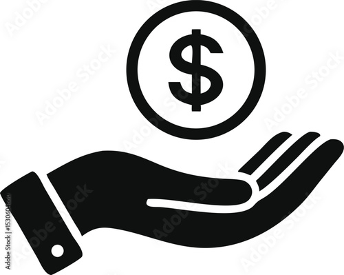 Pictograph of money in hand icon. hand holding money vector illustration