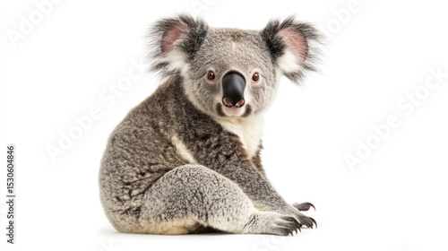 Koala sitting on white background