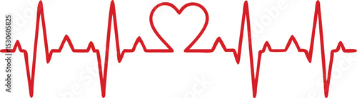 Heart beat monitor pulse line icon, vector illustration
